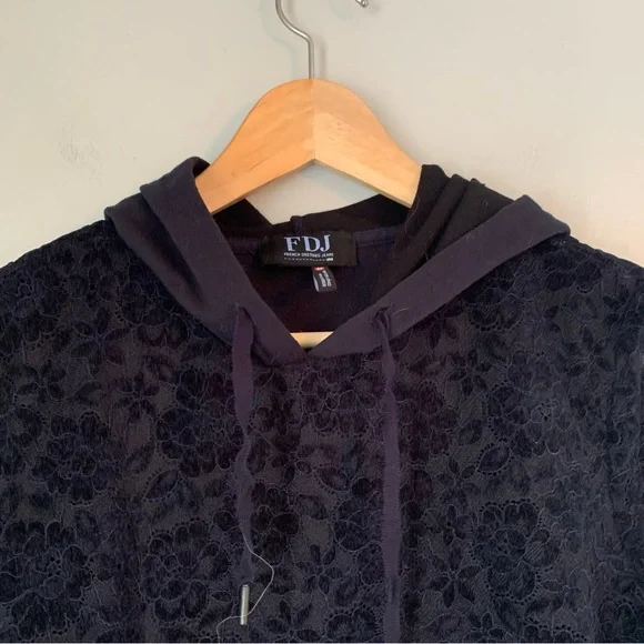 FDJ French Dressing Jeans Lace Navy Blue  Hoodie Sweatshirt - Picture 4 of 11